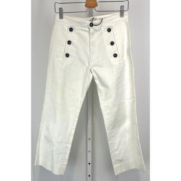 NWOT ISABEL MARANT Etoile Macey 3 Button Crop Pants Zip Fly Sailor Cotton 4 36 - Picture 1 of 9